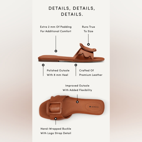 Birdies NIB- The Kiwi in Limited Edition Cognac Leather Size 7 - Picture 4 of 8